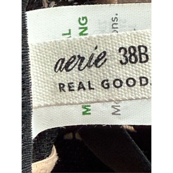 Aerie Real Power Balconette Poppy Lace Bra In True Black Size 38B - Picture 9 of 12